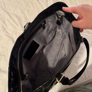Cole haan black patent leather tote bag